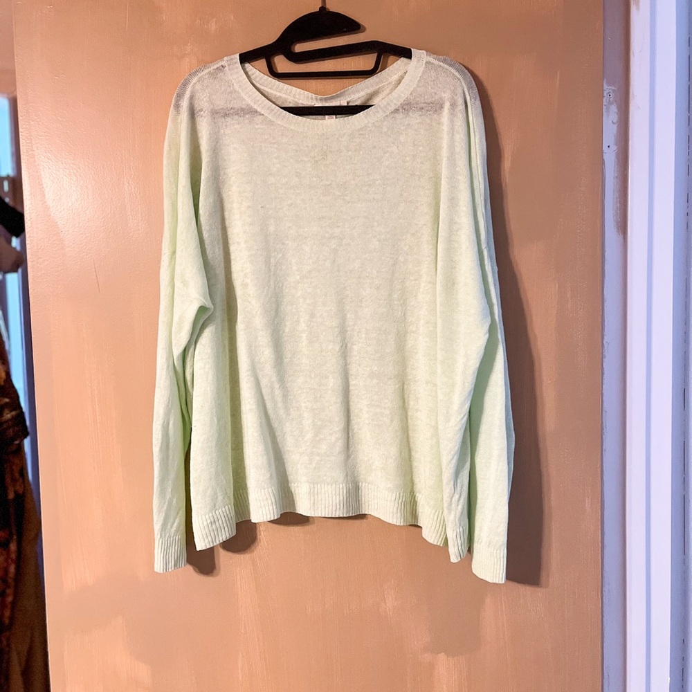 Eileen Fisher Mint Green Linen Long Sleeve Sweater